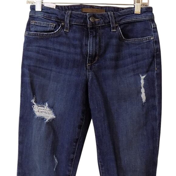 Joe's Mary Jeans Women 4 Blue Dark Wash Mid Rise Denim Ankle  Distressed - Picture 2 of 7